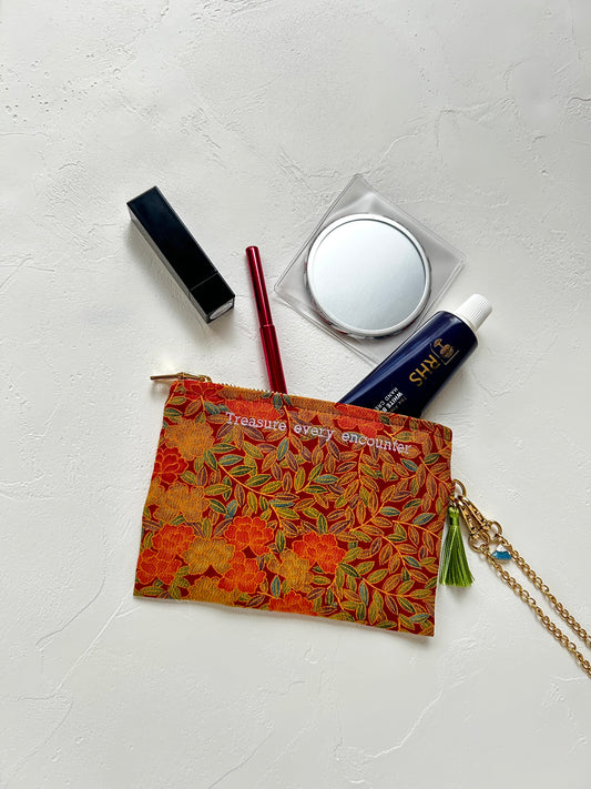 KOTOWAZA POUCH -Kogane(Autumn Gold) with lavender embroidery