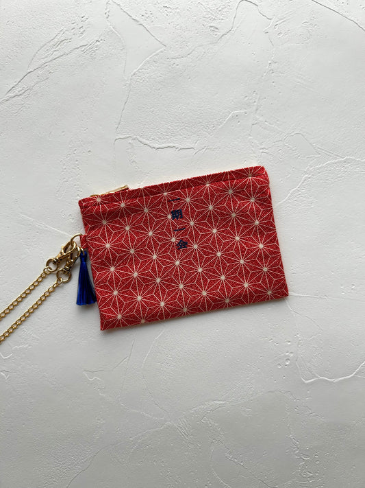 KOTOWAZA POUCH -Asanoha (Crimson Star)