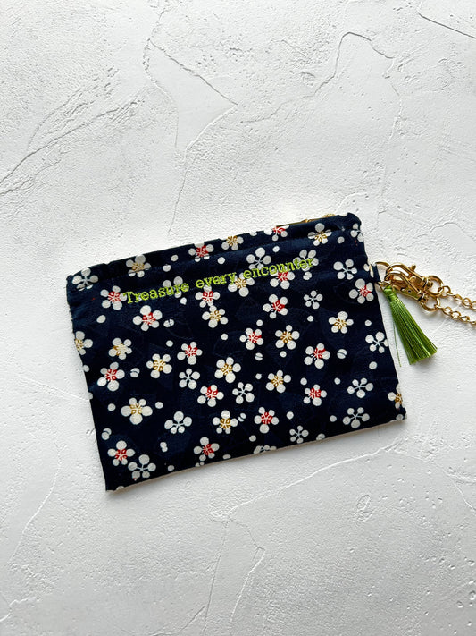 KOTOWAZA POUCH -Scattered Small Cherry Blossoms on Deep Navy