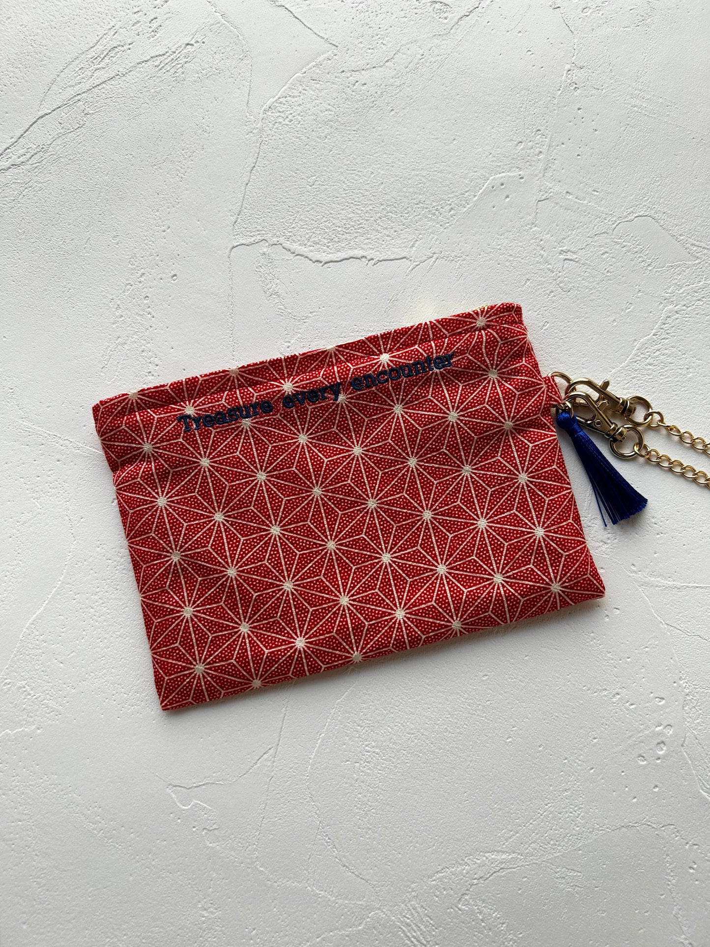 KOTOWAZA POUCH -Asanoha (Crimson Star)