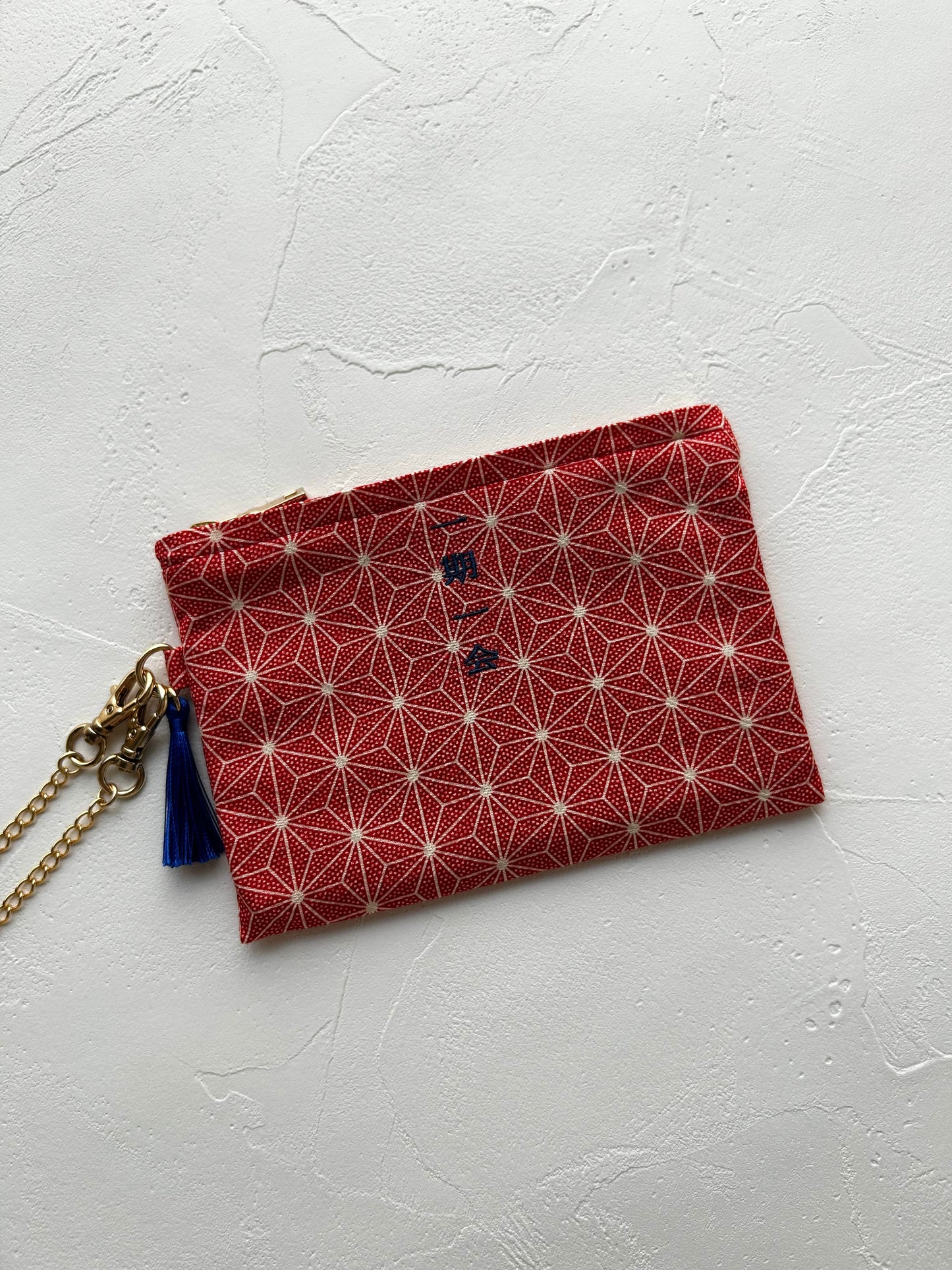 KOTOWAZA POUCH -Asanoha (Crimson Star)