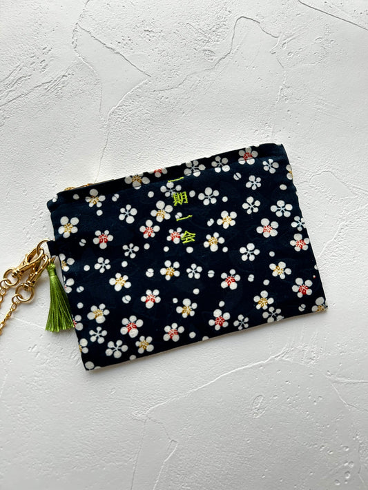 KOTOWAZA POUCH -Scattered Small Cherry Blossoms on Deep Navy