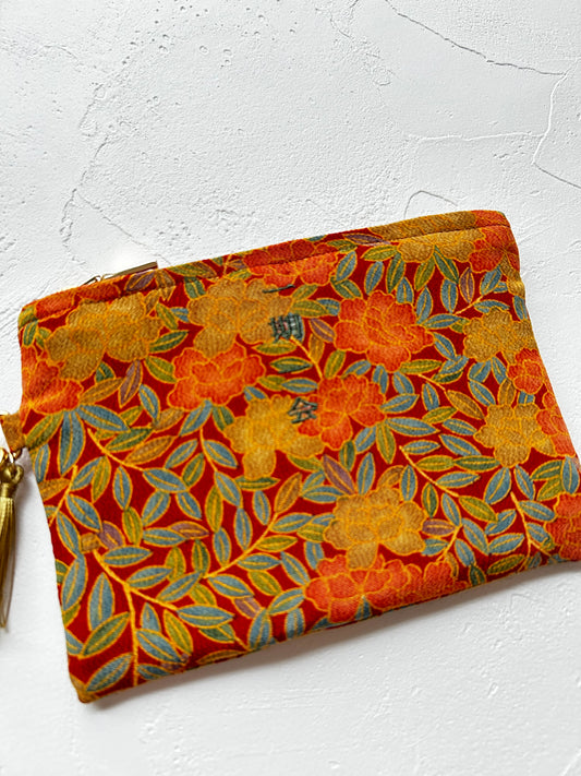 KOTOWAZA POUCH -Kogane(Autumn Gold) with green embroidery
